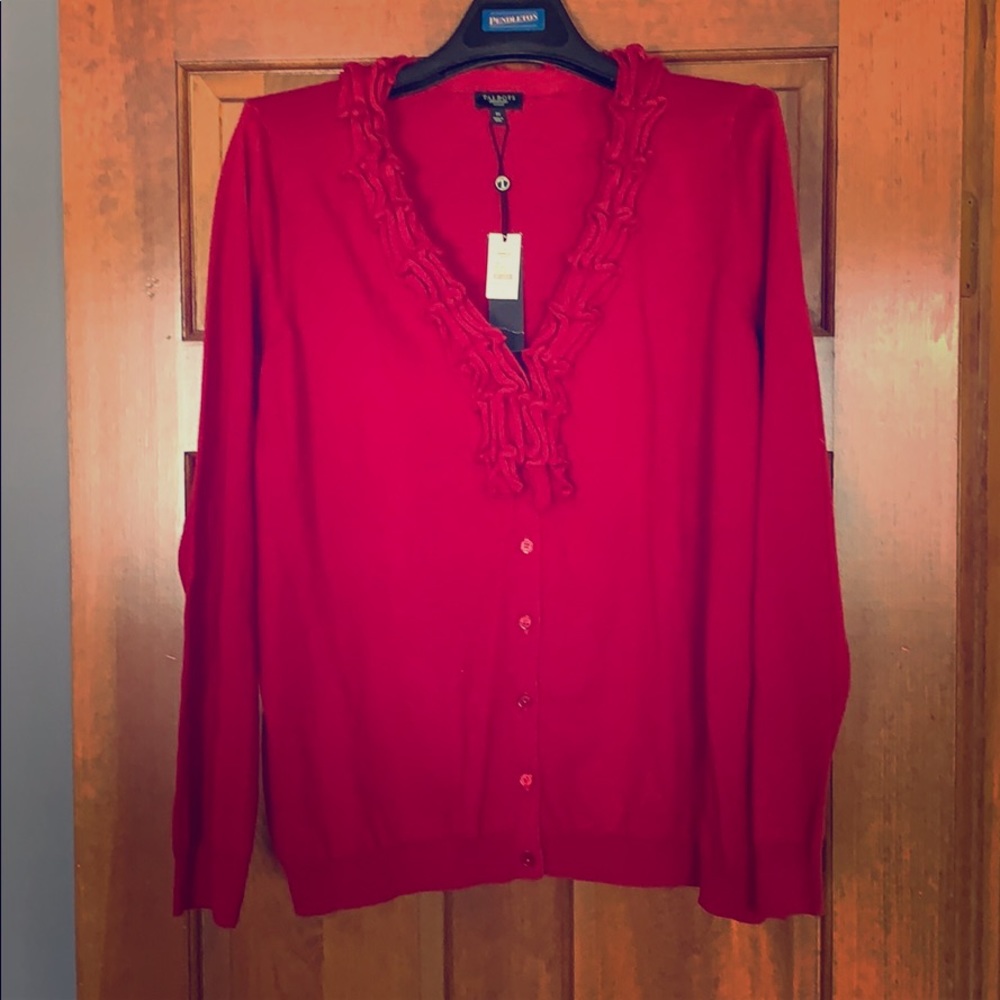 Dark red almost maroon light cardigan.